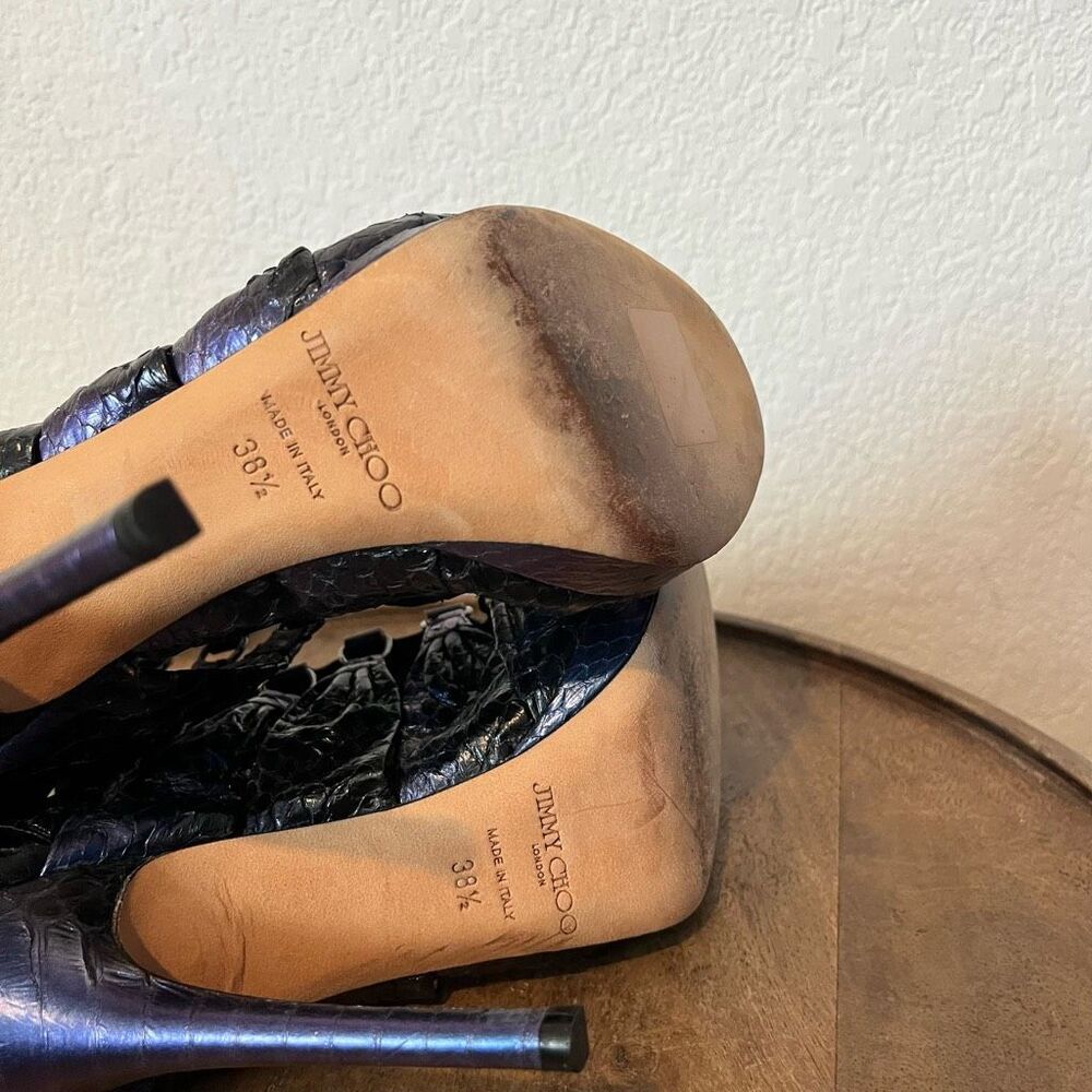 Jimmy Choo Iridescent Python Skin Strappy Heels S… - image 5